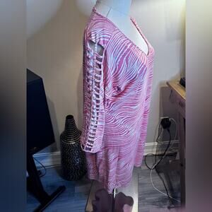 Lulu-B Coral and White Striped Dress Medium